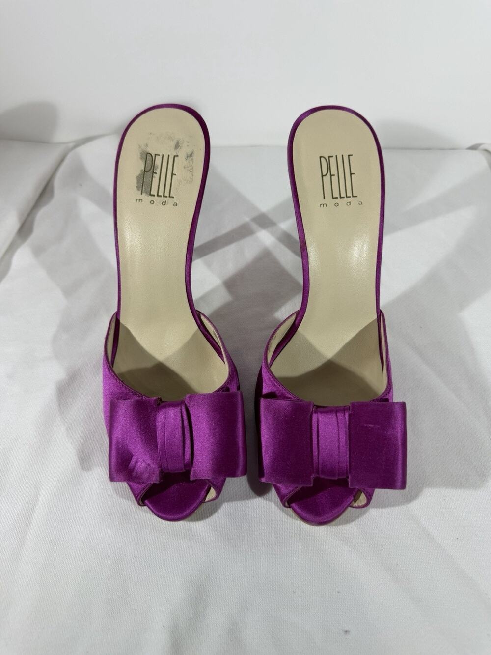 Pelle Moda Slide Womens Sz 7.5 M Hyper Pink With Bow Stilettos